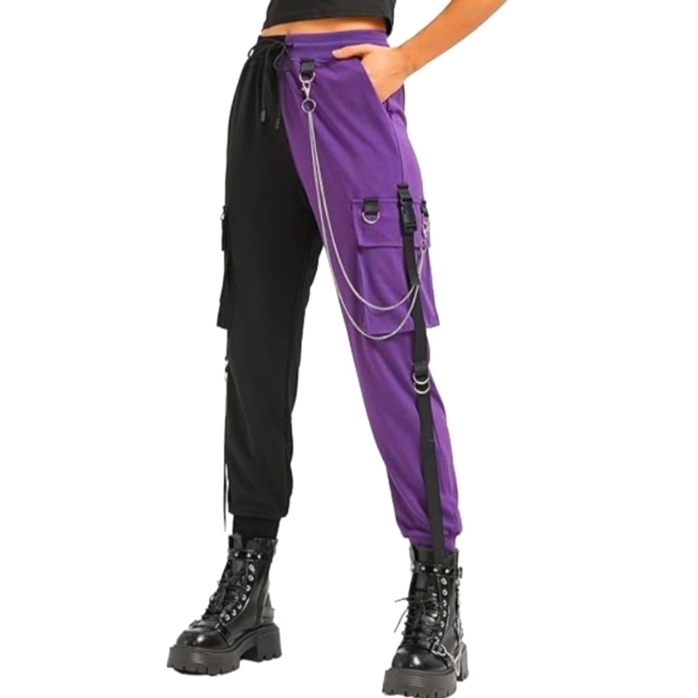 Black Cargo Pants for Women Techwear Women Loose Street Rock Style Casual Black